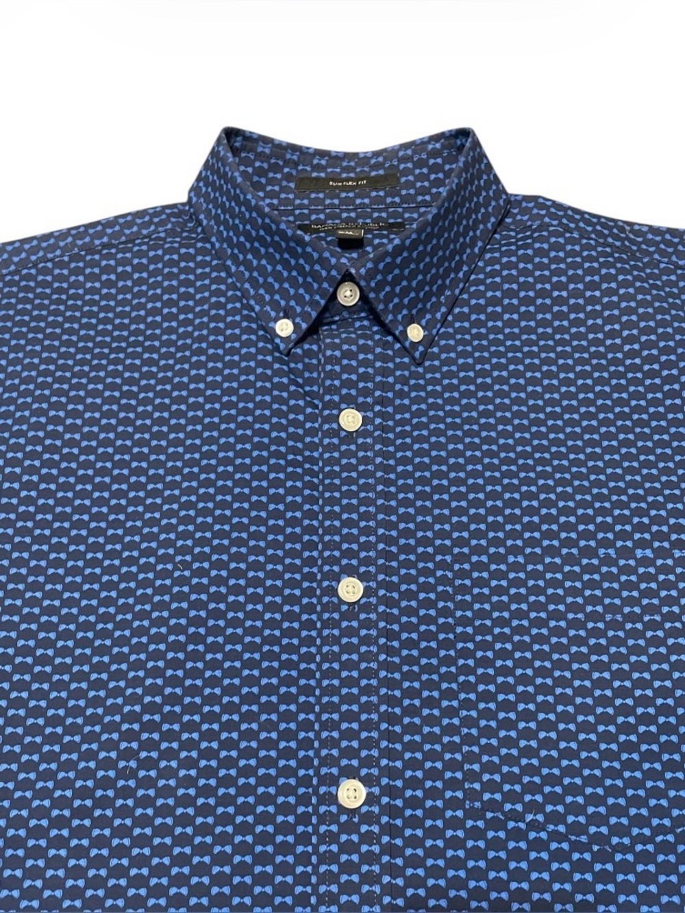 Men's Banana Republic Tech Stretch Cotton Bow Tie Pattern Dress Shirt Medium